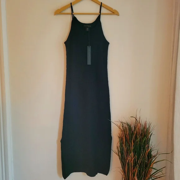 House of Harlow 1960 Nicole Richie Black Crochet Knit Spaghetti Strap Midi Dress - Picture 2 of 10